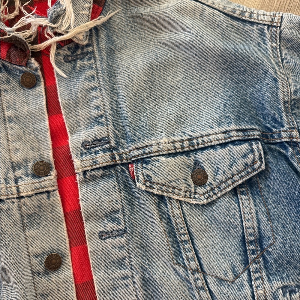 Mens Vintage Levis 70417 0819 Denim Jean Barn Trucker Plaid
Lined Jacket - Picture 3 of 7